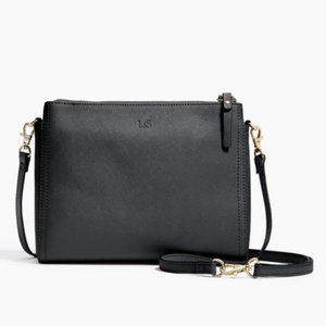 Lo&Sons Pearl Crossbody/Clutch, Dark Grey Saffiano Leather